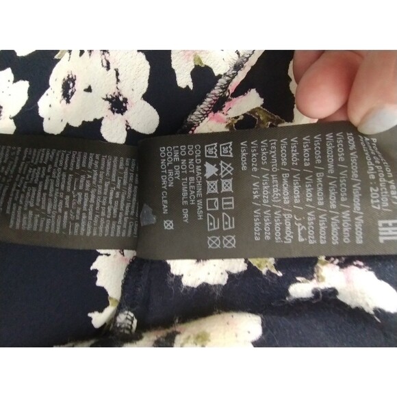 Vero Moda Top Women's L Pink White Floral 3/4 Sleeve Viscose Round Neck Popover - Picture 5 of 8